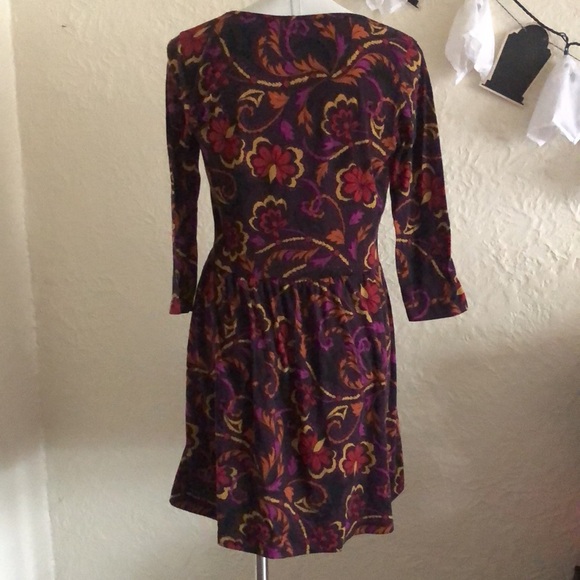 Rich Purple, Plum, Golden Yellow, Orange Boho Floral  Dress - Picture 3 of 4